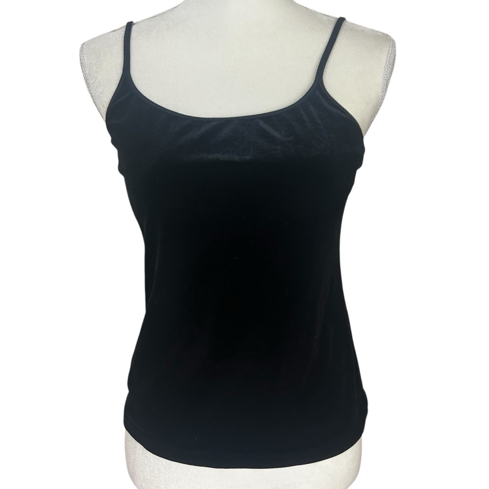 Cuddl Duds Classic Black velvet Camisole tank with built in bra